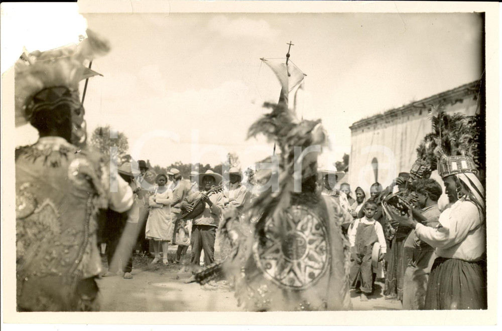 Fotografia d epoca originale 1940 ca CHIMAHUAPAN MEXICO La danza del Rosario Foto DANNEGGIATA 1