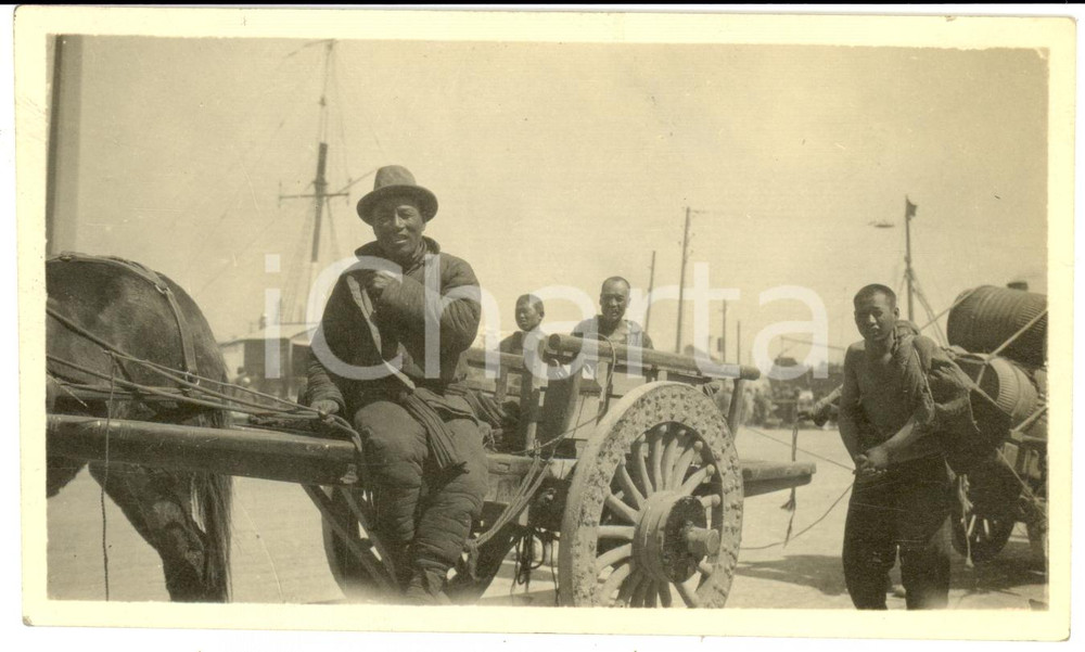 Fotografia d epoca originale 1930 ca CINA MERIDIONALE Un caratteristico carrettiere Fotografia 1