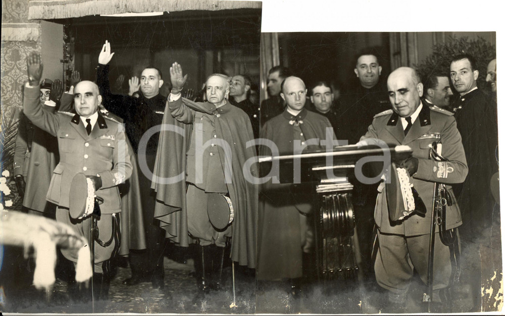 Fotografia d epoca originale 1934 MILANO Duca di BERGAMO Federico BAISTROCCHI omaggio Caduti Fascisti DOPPIA 1