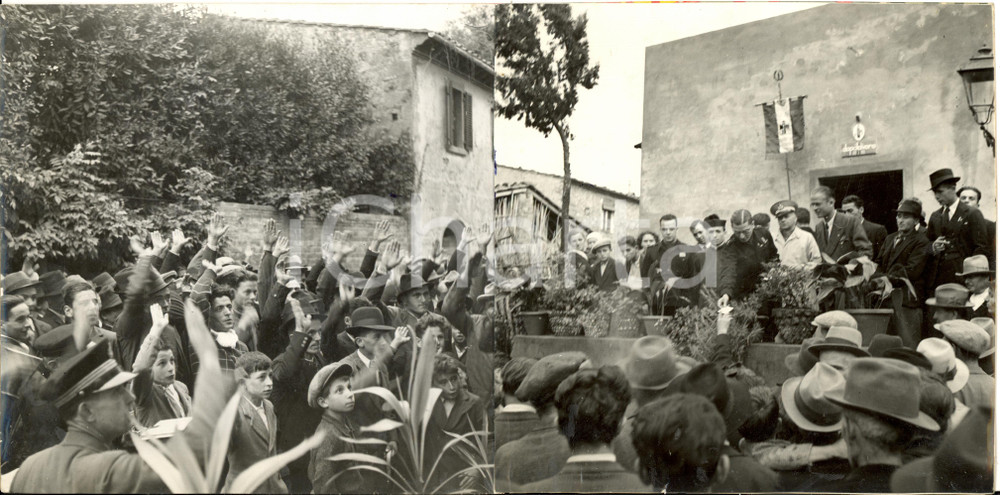 Fotografia d epoca originale 1938 CAMPAGNA FIORENTINA Consegna ai rurali tessere OND Fotografia DOPPIA 1