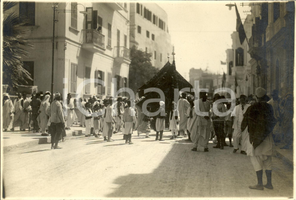 Fotografia d epoca originale 1926 TRIPOLI Festa in strada per NativitÃ  MAOMETTO MevlÃ¬d Fotografia 1