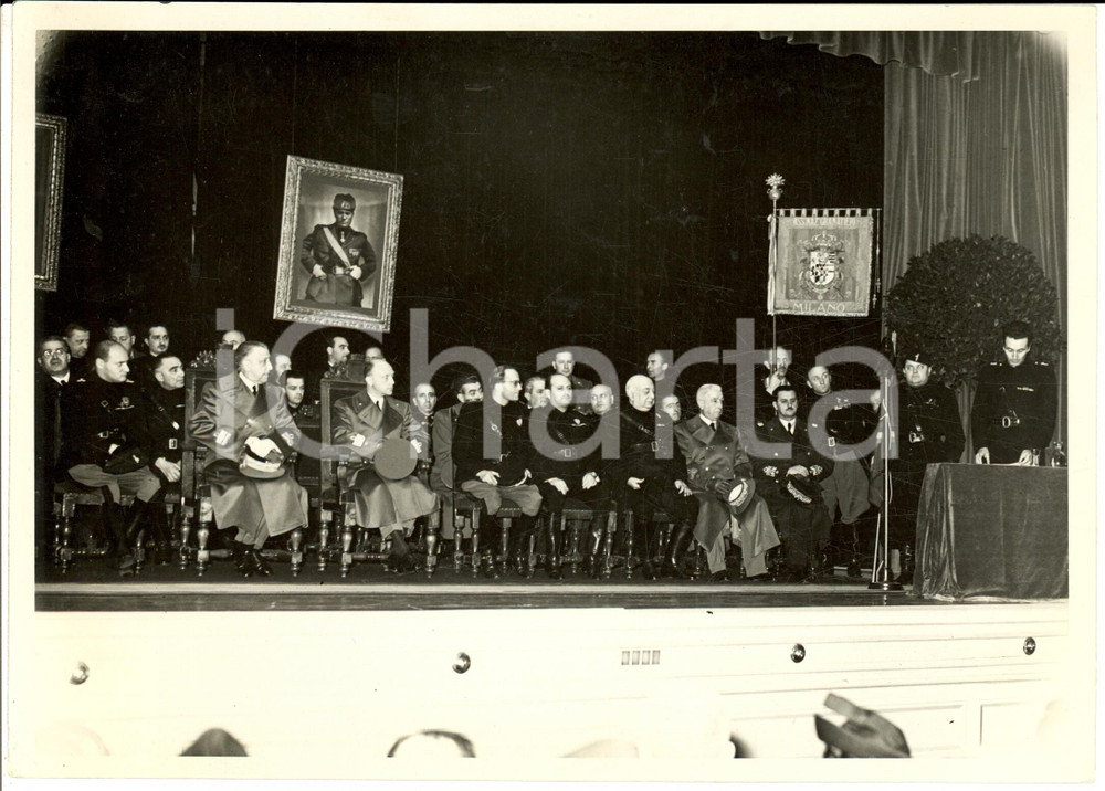 Fotografia d epoca originale 1938 MILANO AutoritÃ   e Associazione GRANATIERI commemorazione Arnaldo MUSSOLINI 1