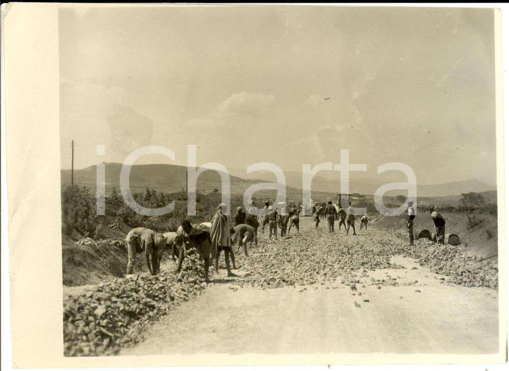 Fotografia d epoca originale 1938 ETIOPIA La costruzione delle nuove strade Fotografia 1