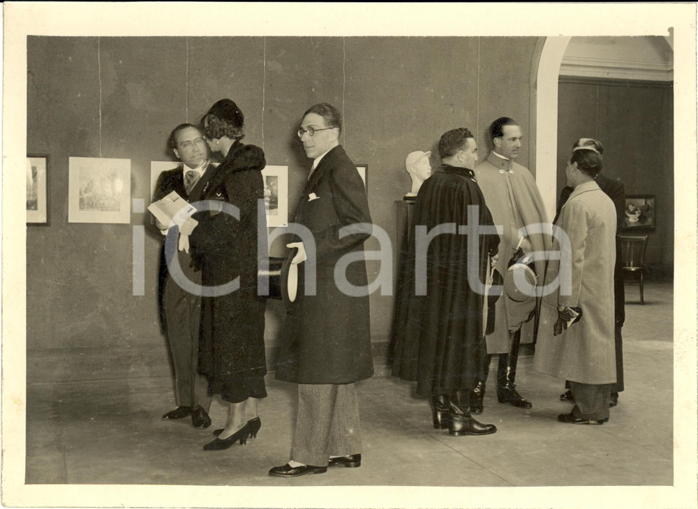Fotografia d epoca originale 1933 TORINO Principe UMBERTO II inaugura mostra AMICI DELL ARTE Fotografia 1