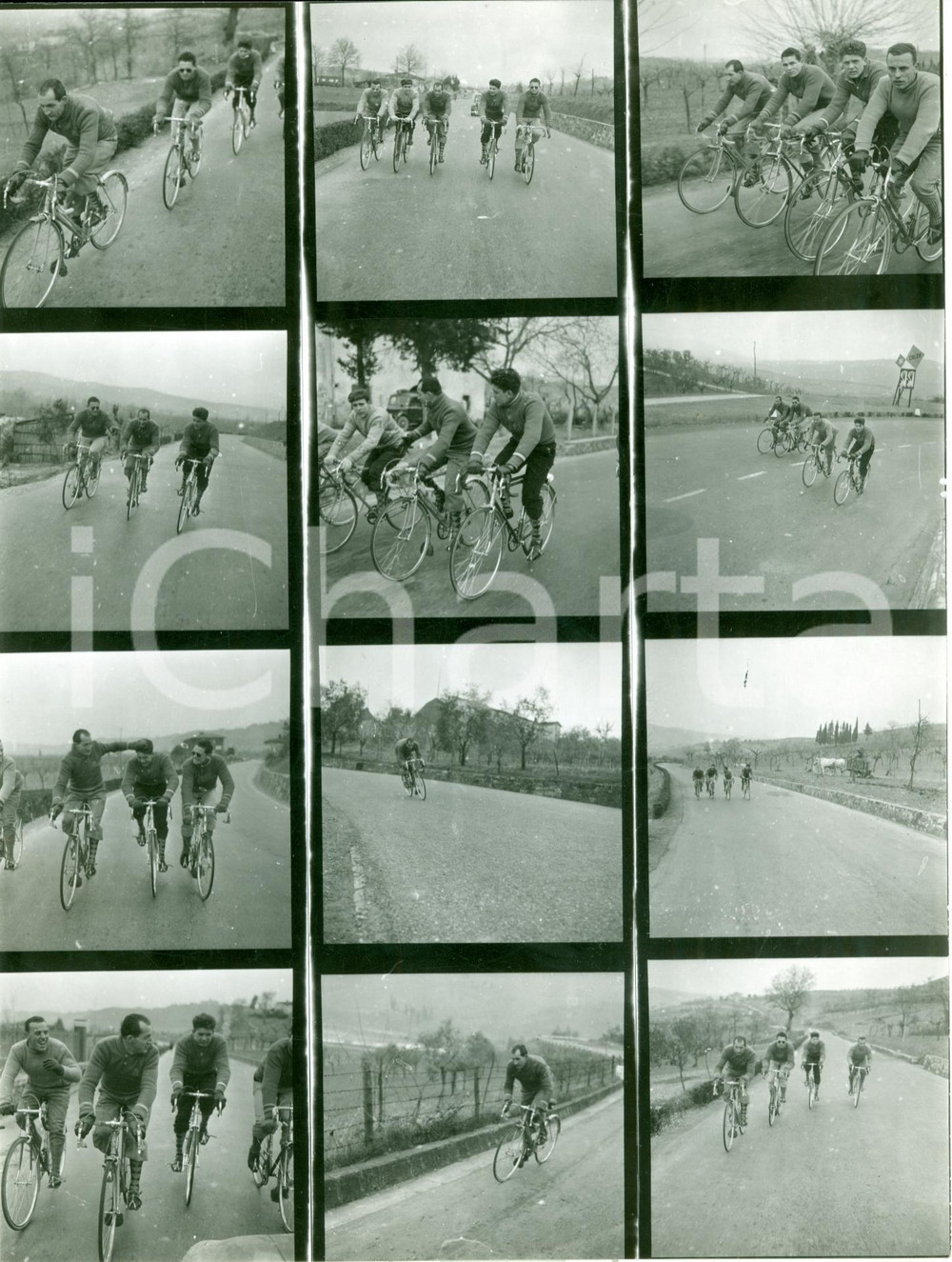 Fotografia d epoca originale 1940 ca FIRENZE Allenamenti Gino BARTALI in campagna Foto con 12 PROVINI 1