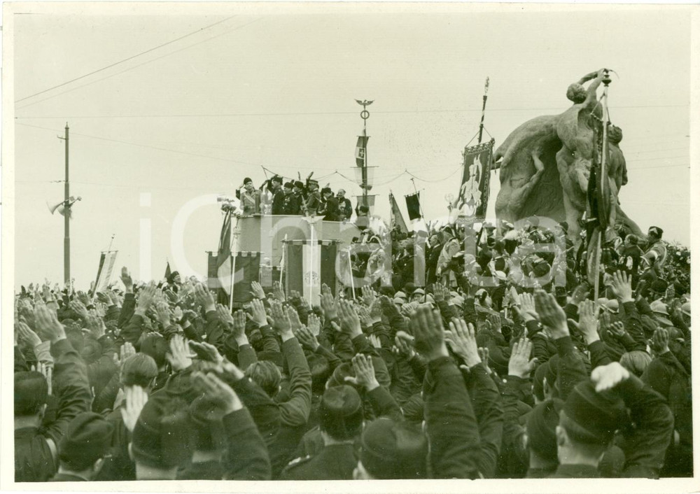 Fotografia d epoca originale 1935 GENOVA QUARTO Il saluto del popolo al DUCE e all Italia Fascista Fotografia 1