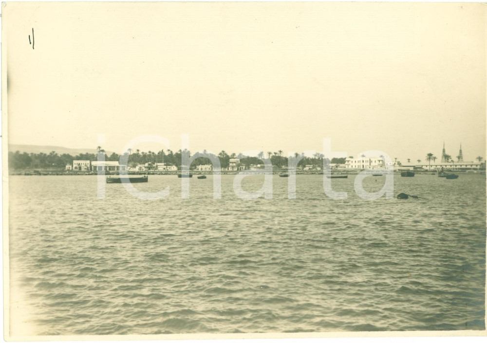 Fotografia d epoca originale 1930 ca DERNA LIBIA Veduta del porto dell oasi Fotografia 1