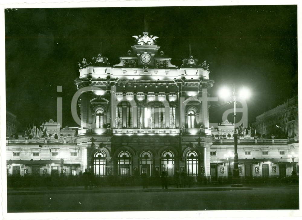 Fotografia d epoca originale 1938 GENOVA Stazione BRIGNOLE illuminata per visita del DUCE Fotografia 1