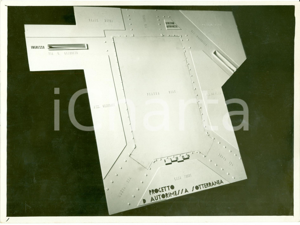 Fotografia d epoca originale 1939 MILANO Autorimessa interrata piazza DIAZ Ghelfino BARGNANI Foto plastico 1