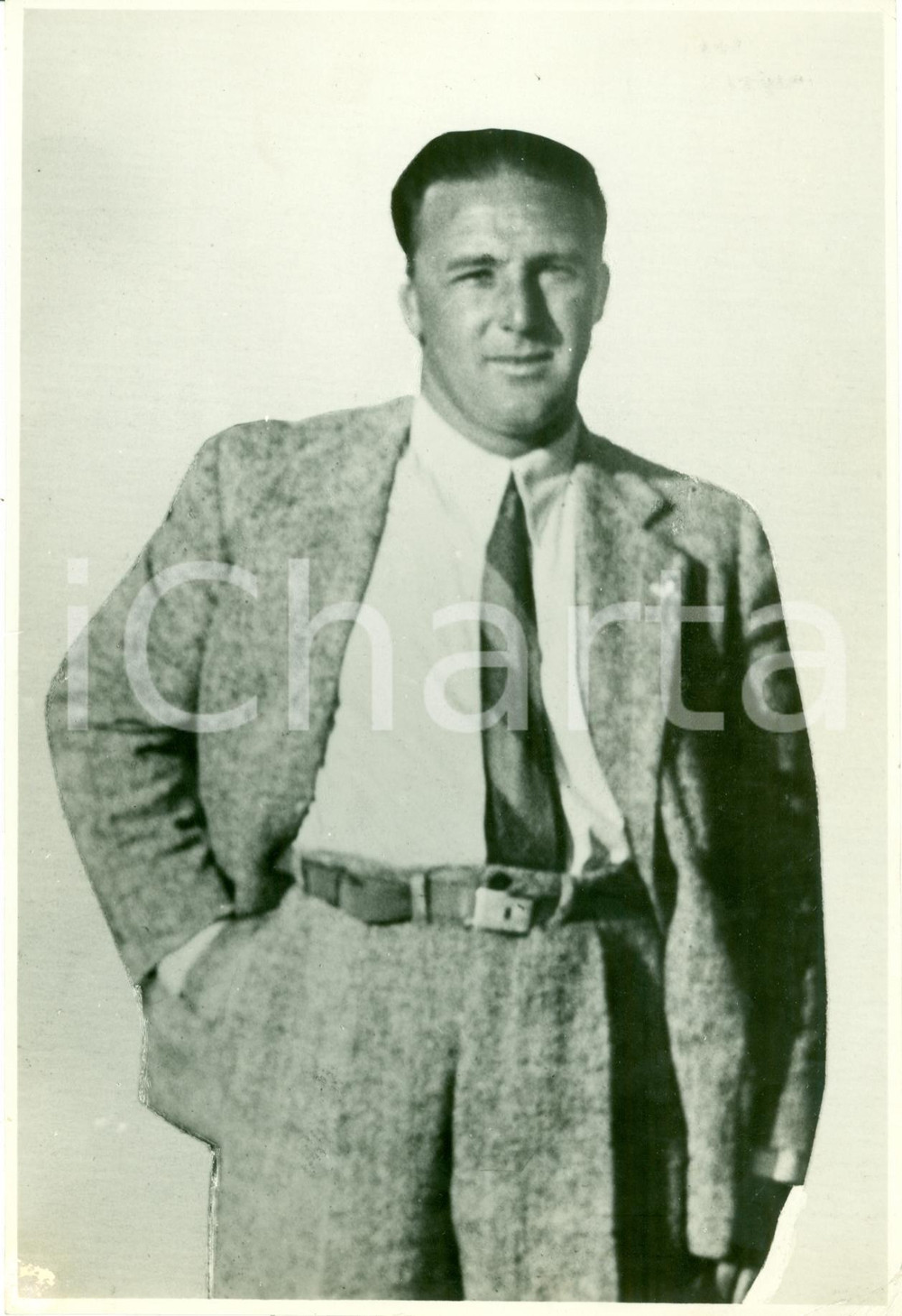Fotografia d epoca originale 1935 ca AERONAUTICA Ritratto aviatore Vittorio SUSTER Vera fotografia 1