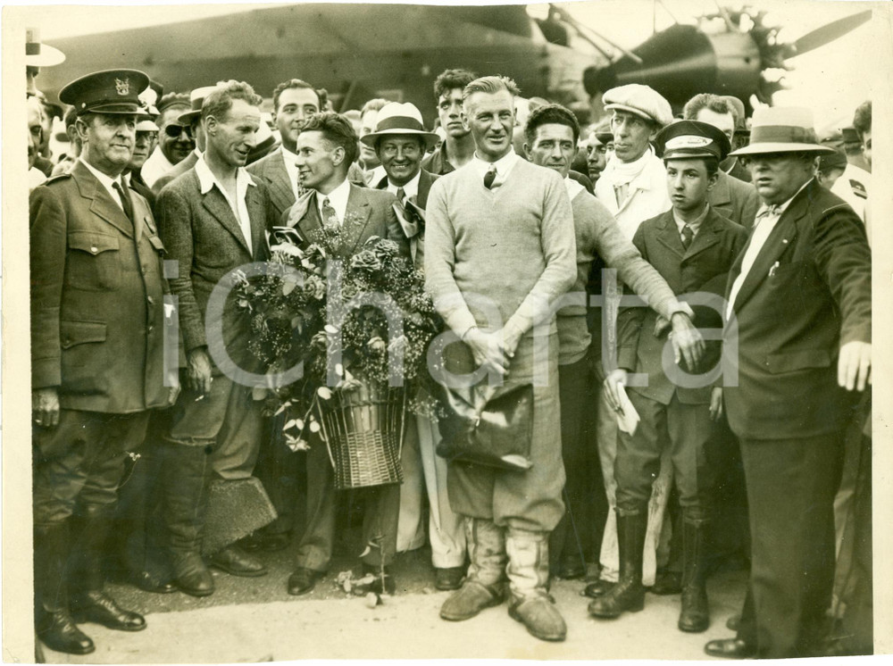 Fotografia d epoca originale 1928 ROOSEVELT FIELDS, NEW YORK Equipaggio SOUTHERN CROSS all atterraggio FOTO 1