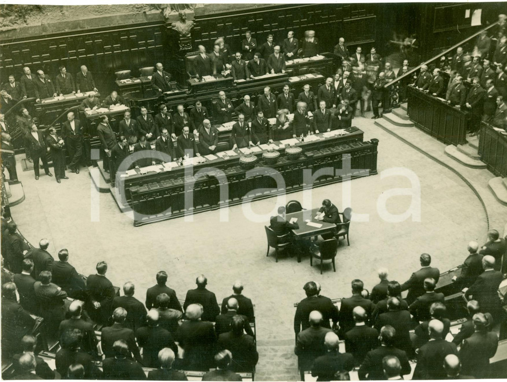 Fotografia d epoca originale 1929 ROMA Riapertura CAMERA Deputati con DUCE Dimostrazione Casa SAVOIA Foto 1