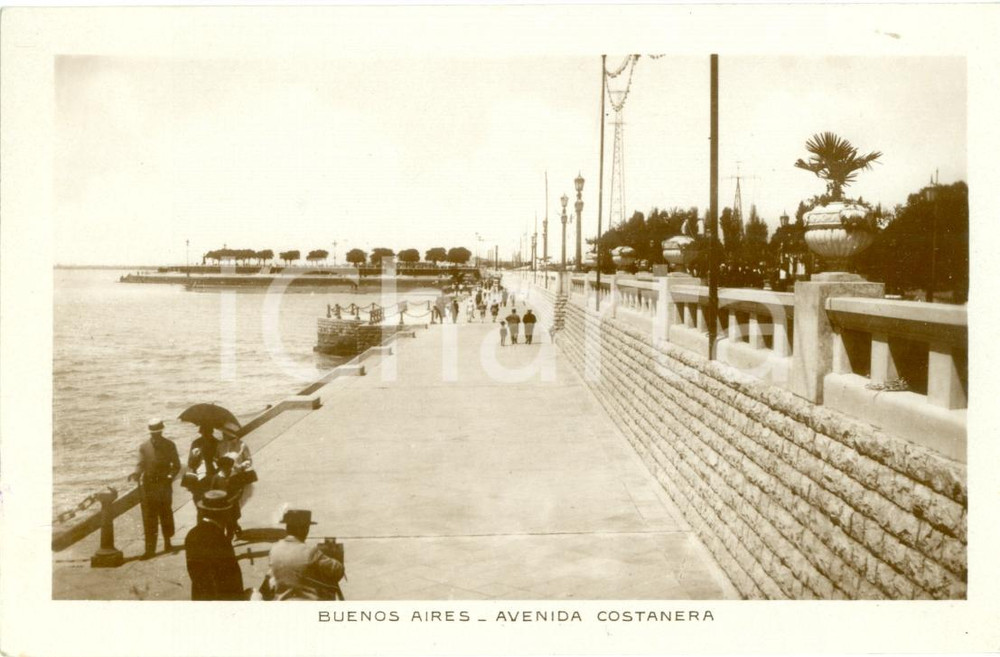 Fotografia d epoca originale 1933 BUENOS AIRES Avenida COSTANERA su Rio DE LA PLATA Fotocartolina 1