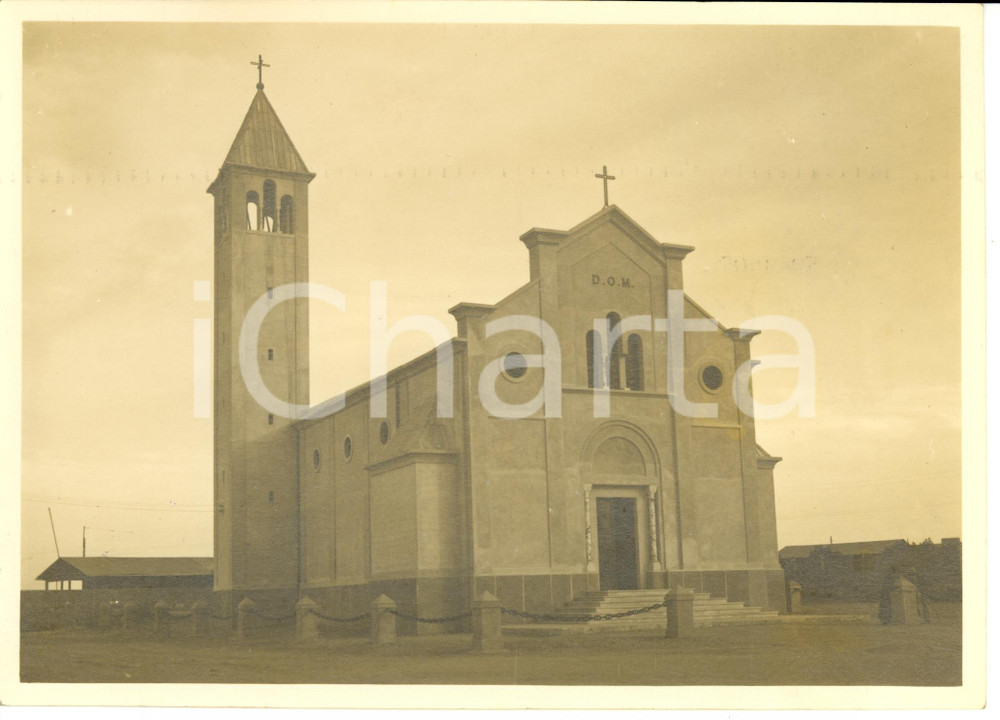 Fotografia d epoca originale 1935 ca TOBRUCH LIBIA Veduta della chiesa cattolica Fotografia 17x12 cm 1