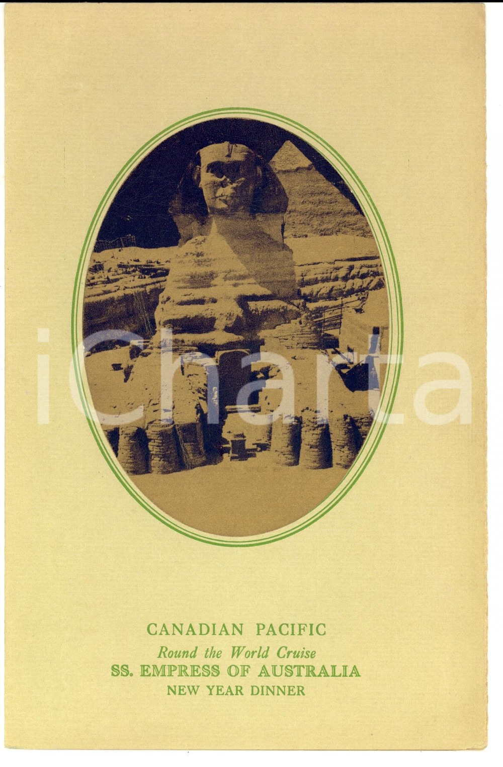 Oggetto da collezione cartaceo 1928 CANADIAN PACIFIC Round World Cruise  New Year dinner Menu 1