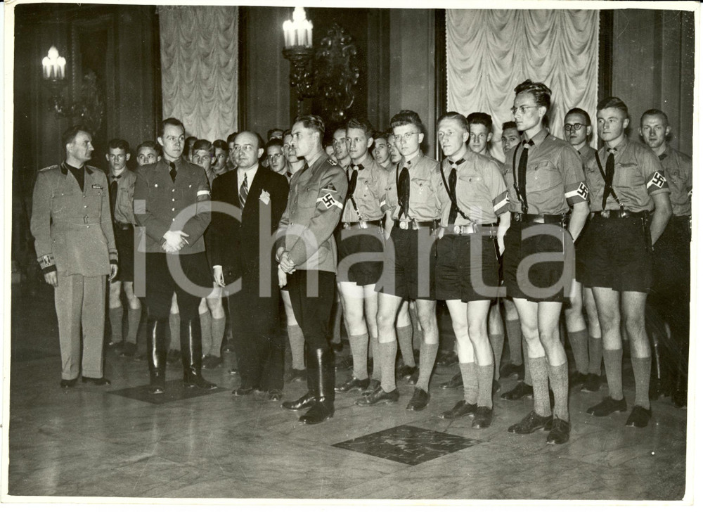 Fotografia d epoca originale 1941 MILANO Ricevimento della GioventÃ¹ Hitleriana HITLERJUGEND in visita Foto 1