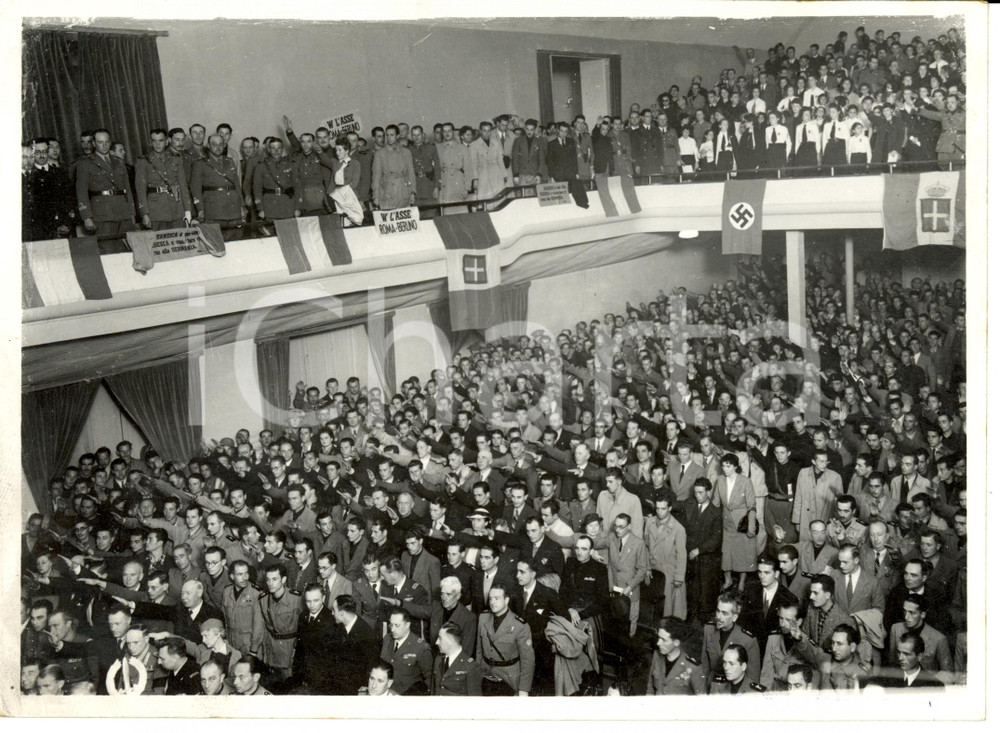 Fotografia d epoca originale 1940 ca AOI ADDIS ABEBA Manifestazione italotedesca per Danzica e Gibuti Foto 1