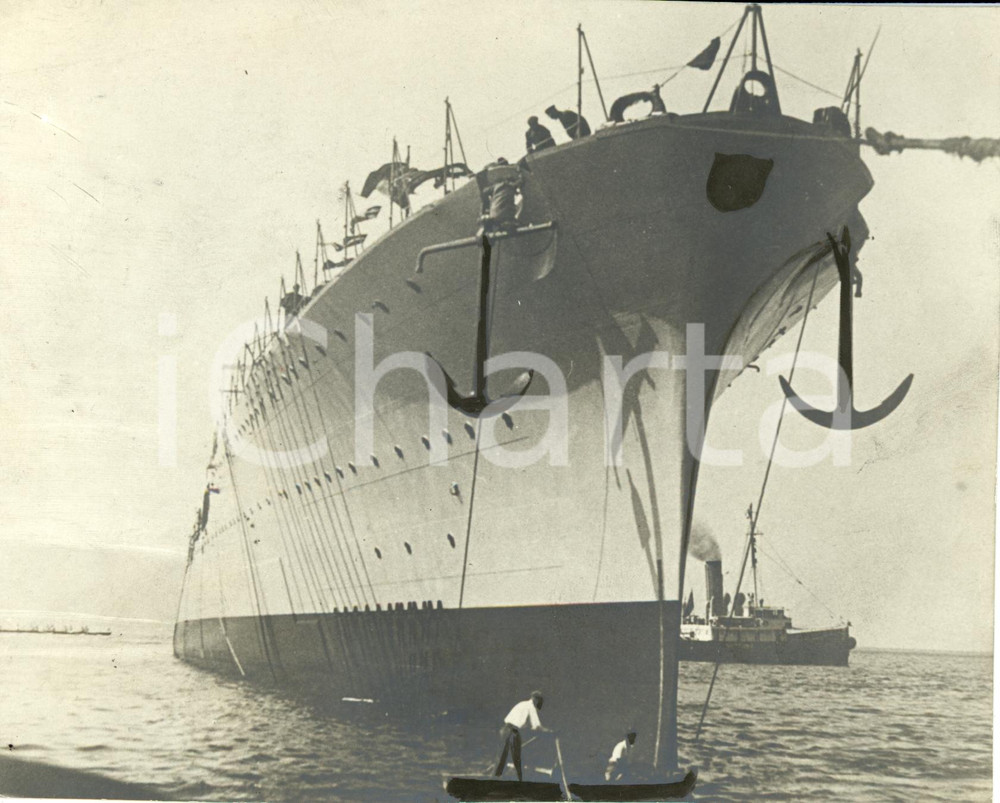 Fotografia d epoca originale 1934 MONFALCONE GO Marina Militare Varo incrociatore MUZIO ATTENDOLO Foto 1
