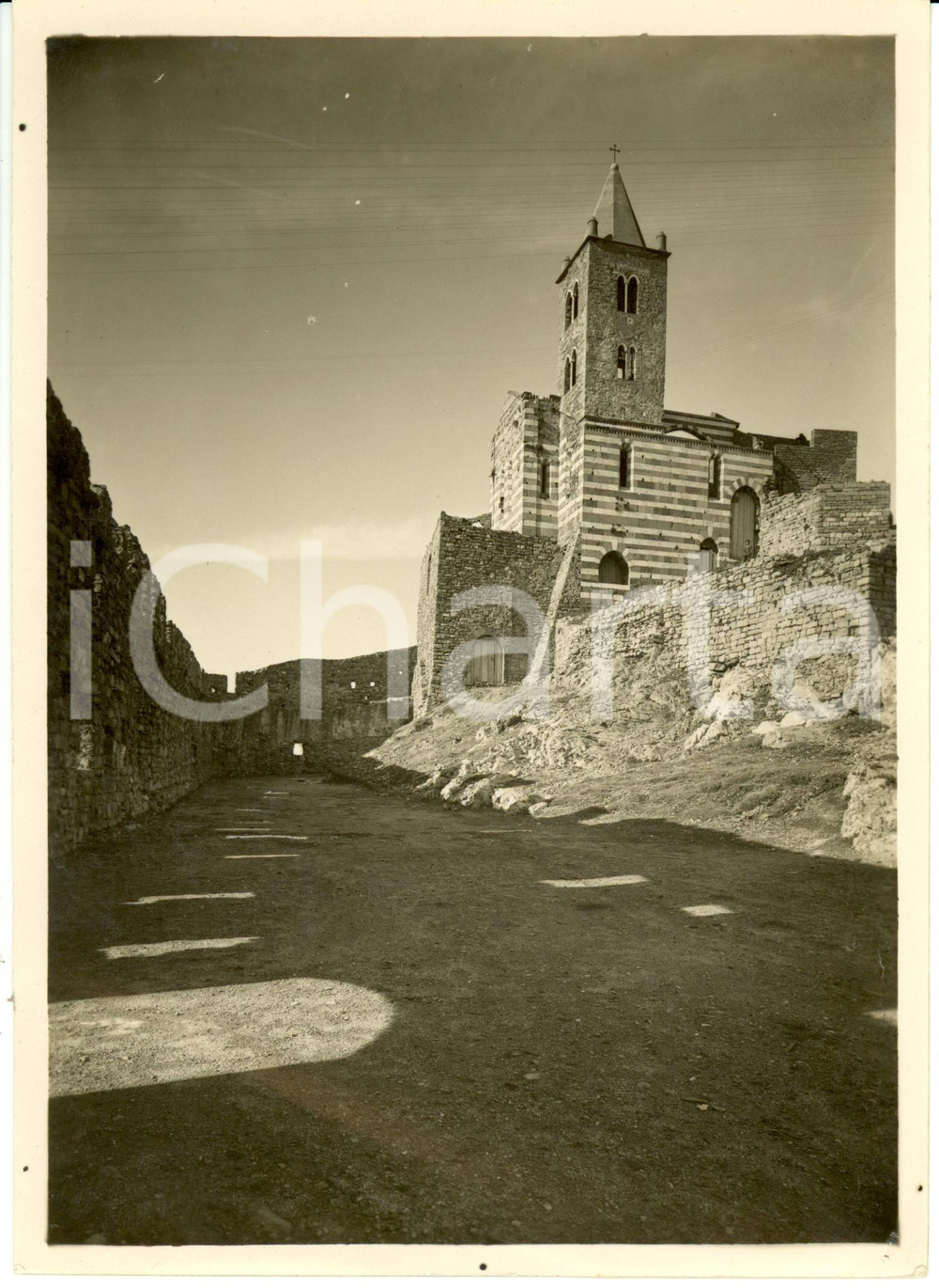 Fotografia d epoca originale 1935 ca PORTOVENERE SP Chiesa San Pietro dopo restauri Golfo LA SPEZIA Foto 1