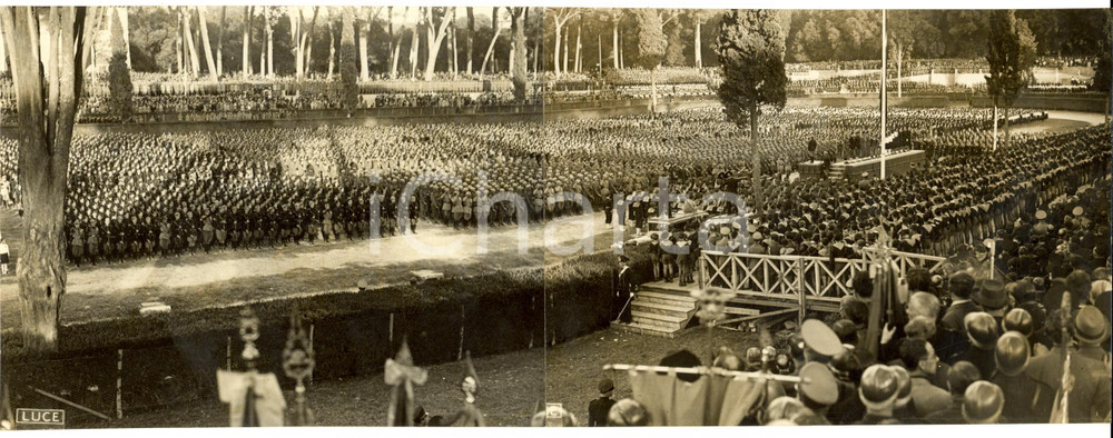 Fotografia d epoca originale 1939 ROMA Piazza di SIENA XIII Leva Fascista alla presenza del Duce Foto DOPPIA 1