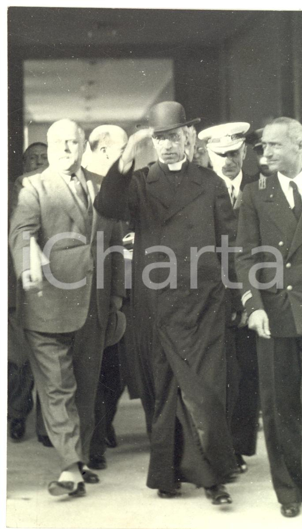 Fotografia d epoca originale 1936 NAPOLI Card. Eugenio PACELLI PIO XII parte per New York sul CONTE DI SAVOIA 1