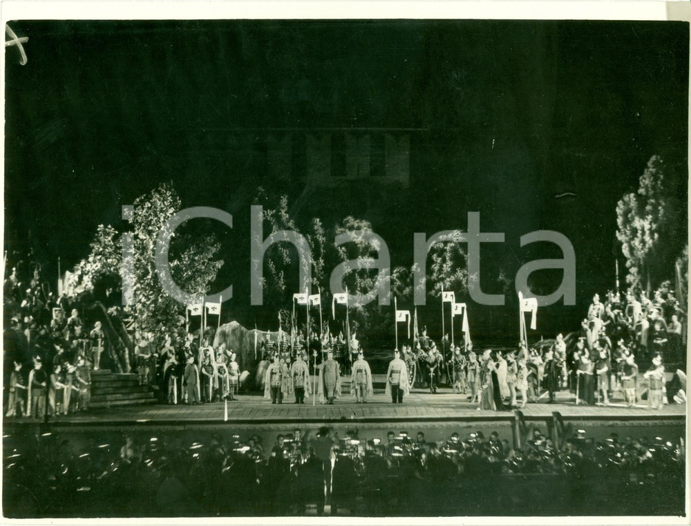 Fotografia d epoca originale 1937 MILANO Estate Musicale Cast LOHENGRIN di Richard WAGNER sul palco FOTO 1
