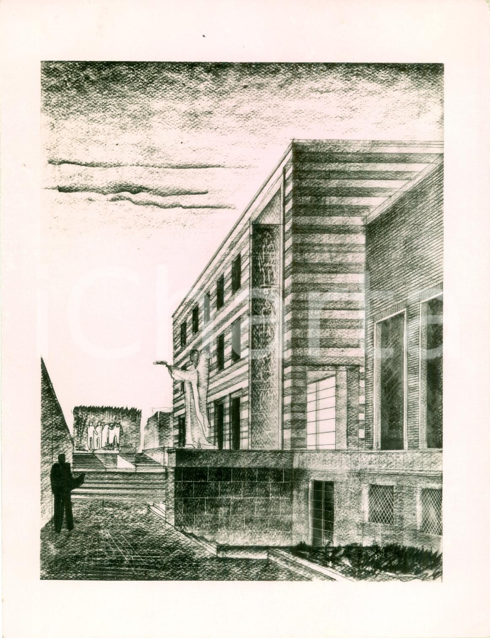 Fotografia d epoca originale 1938 GENOVA Casa del Mutilato Ing. Eugenio FUSELLI Foto coeva del progetto 1