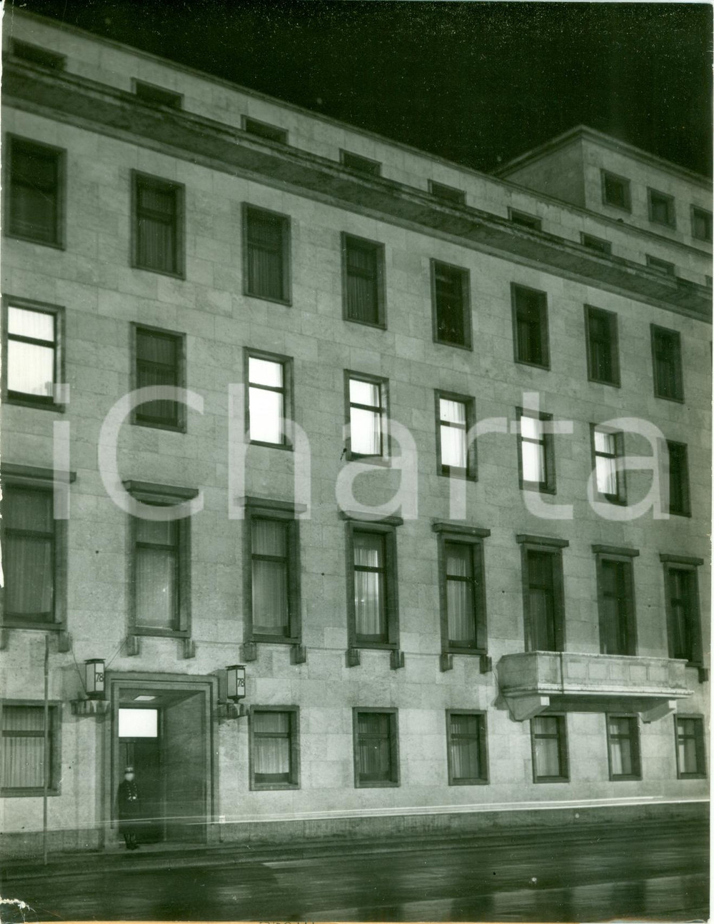 Fotografia d epoca originale 1938 BERLIN DE Finestre illuminate sala riunioni della REICHSKANZLEI Foto 1