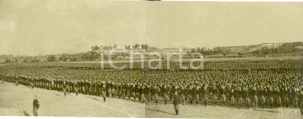 Fotografia d epoca originale 1937 CAMPAGNA TRAPANESE Truppe schierate per Grandi Manovre FOTOGRAFIA DOPPIA 1