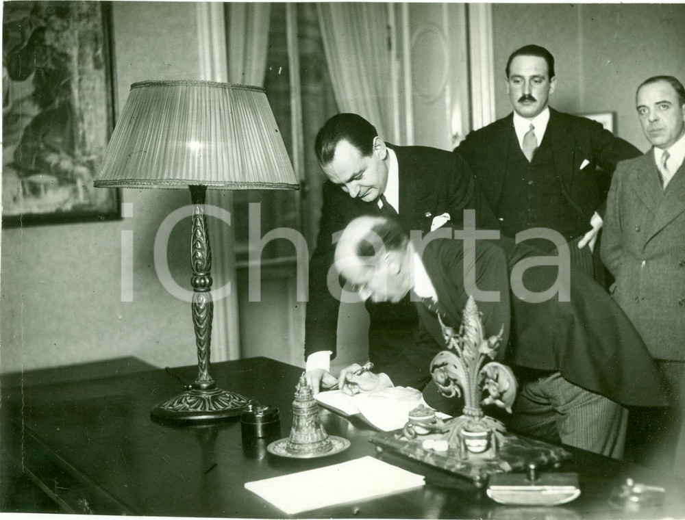 Fotografia d epoca originale 1936 MILANO Conte IstvÃ¡n BETHLEN firma Libro d Oro Istituto Studi Politica Foto 1