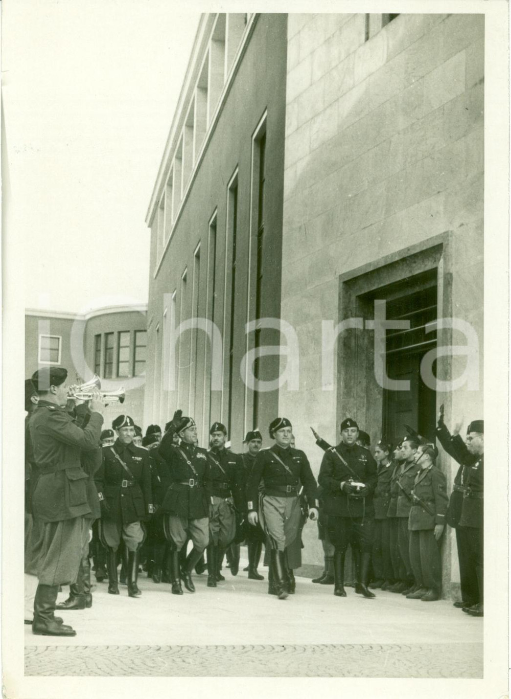 Fotografia d epoca originale 1938 FIRENZE Trombettieri salutano Achille STARACE in visita Fotografia 1