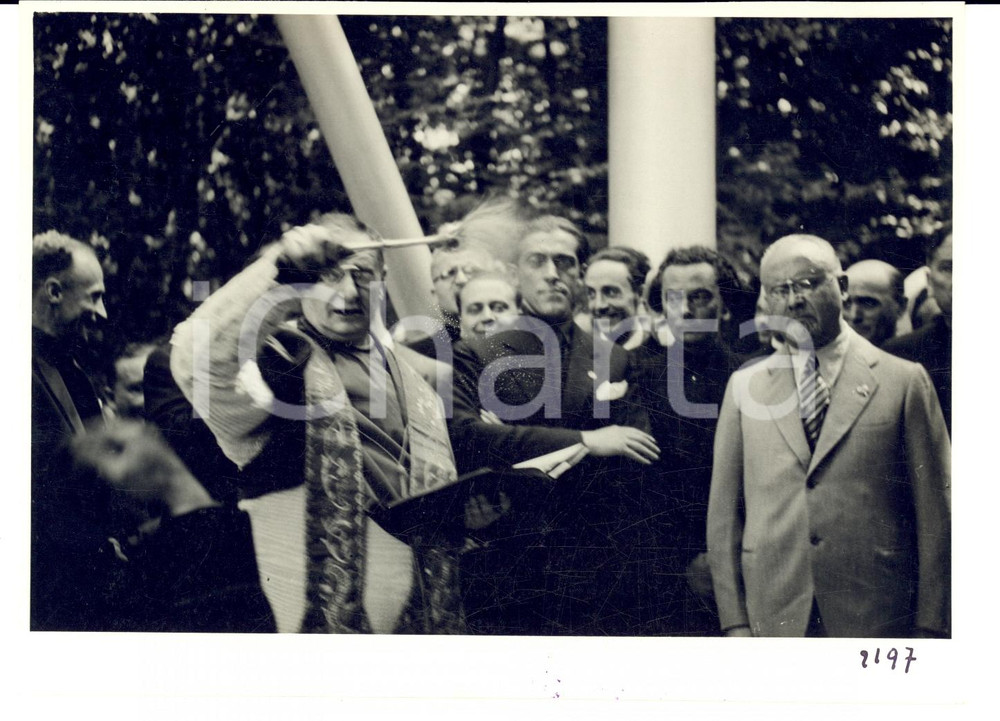 Fotografia d epoca originale 1933 MILANO Araldo di CROLLALANZA alla benedizione della Torre LITTORIA Foto 1