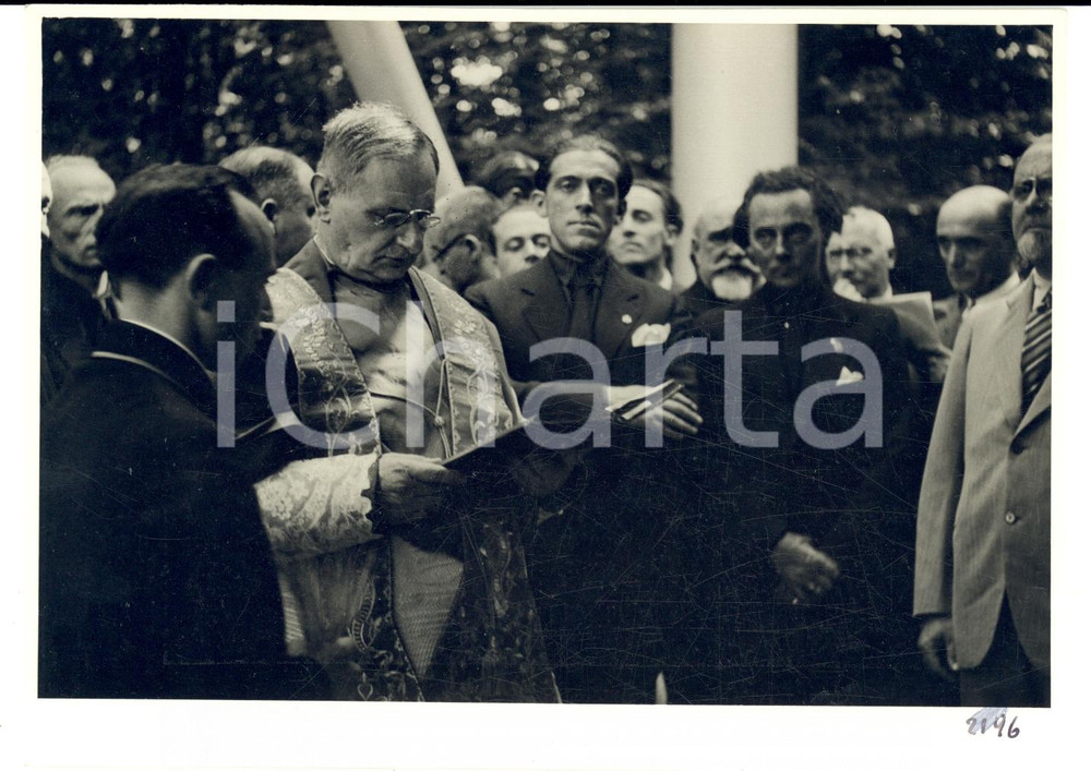 Fotografia d epoca originale 1933 MILANO Araldo di CROLLALANZA assiste alla benedizione della Torre LITTORIA 1