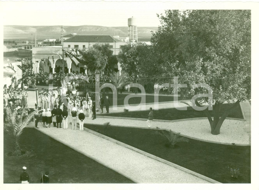 Fotografia d epoca originale 1934 BARCE LIBIA Inaugurazione busto ad Arnaldo MUSSOLINI Fotografia 1