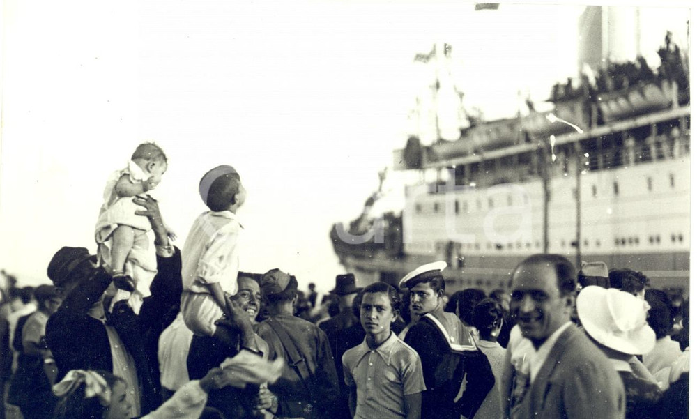 Fotografia d epoca originale 1935 NAPOLI Piroscafo GANGE in partenza per l AFRICA ORIENTALE Foto 1