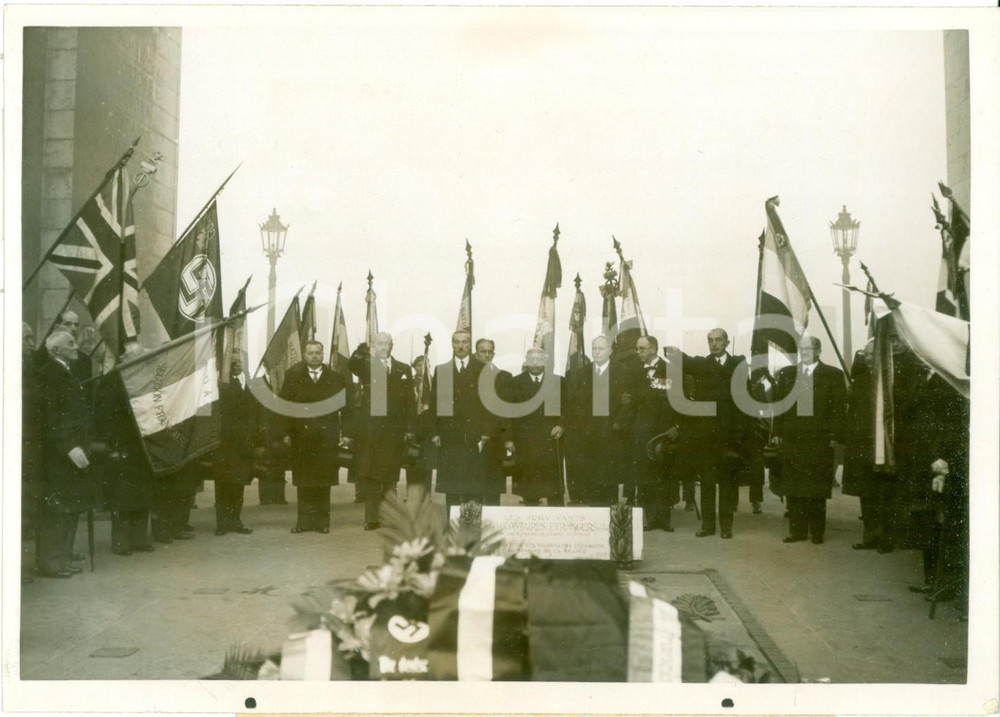 Fotografia d epoca originale 1937 PARIS Albert SARRAUT Carlo DELCROIX Johannes VON WELCZECK au Soldat Inconnu 1