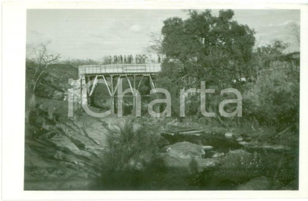Fotografia d epoca originale 1937 GONDAR ETIOPIA AOI Ponte in costruzione su strada per ASMARA Foto 9 x 6 1