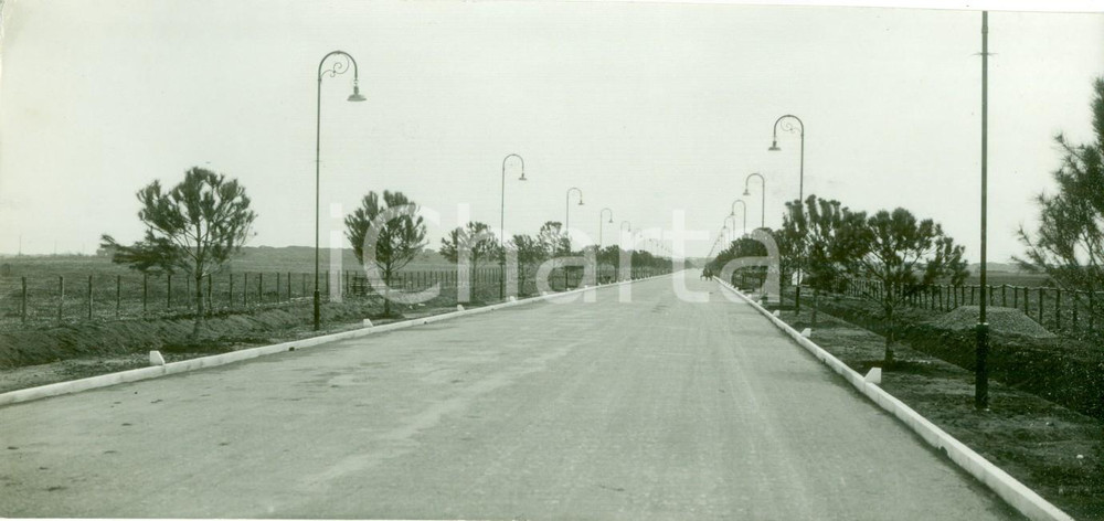Fotografia d epoca originale 1933 ROMA Nuova autostrada da OSTIA ANTICA a CASTEL FUSANO Fotografia 1