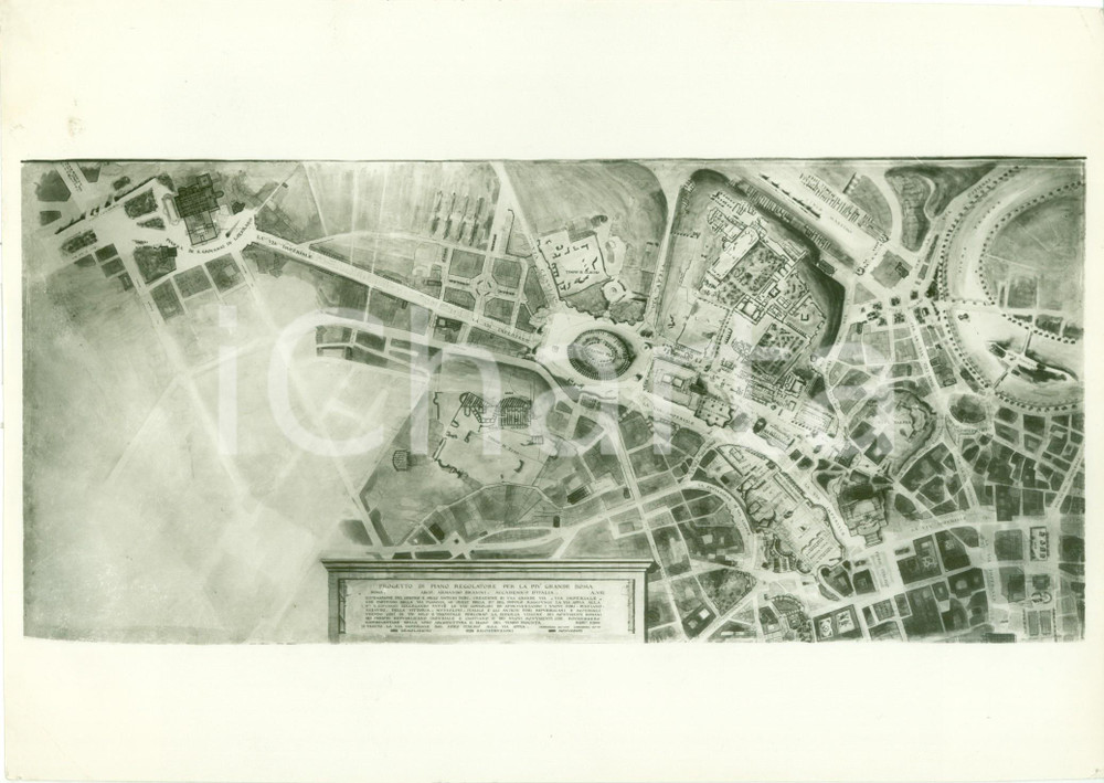 Fotografia d epoca originale 1932 ROMA Arch. Armando BRASINI Progetto piano regolatore VIA DEI COLLI FOTO 1