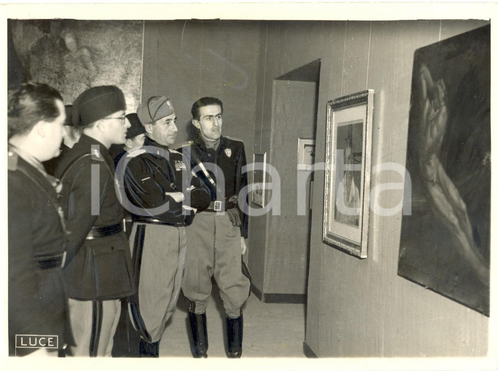 Fotografia d epoca originale 1938 ROMA Achille STARACE inaugura Mostra dei Prelittoriali ai MERCATI TRAIANEI 1