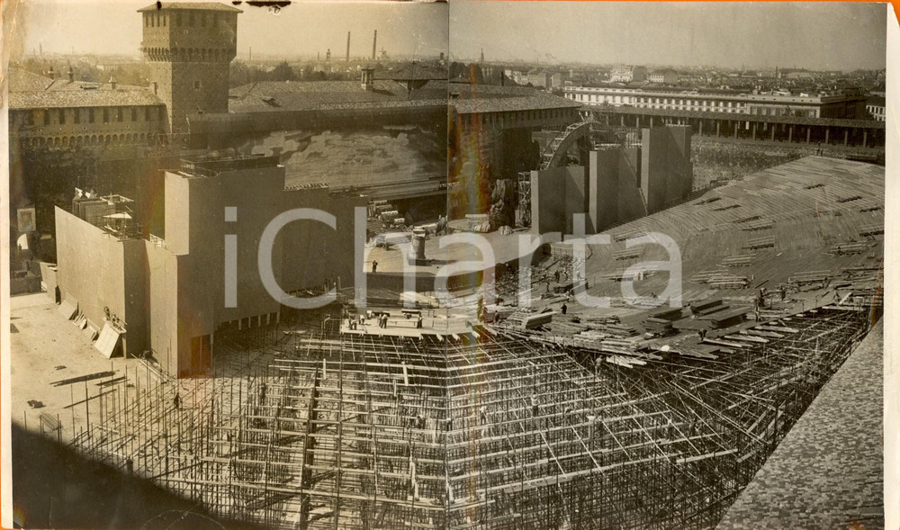 Fotografia d epoca originale 1939 MILANO Lavori di costruzione del Teatro dei Ventimila al Castello SFORZESCO 1