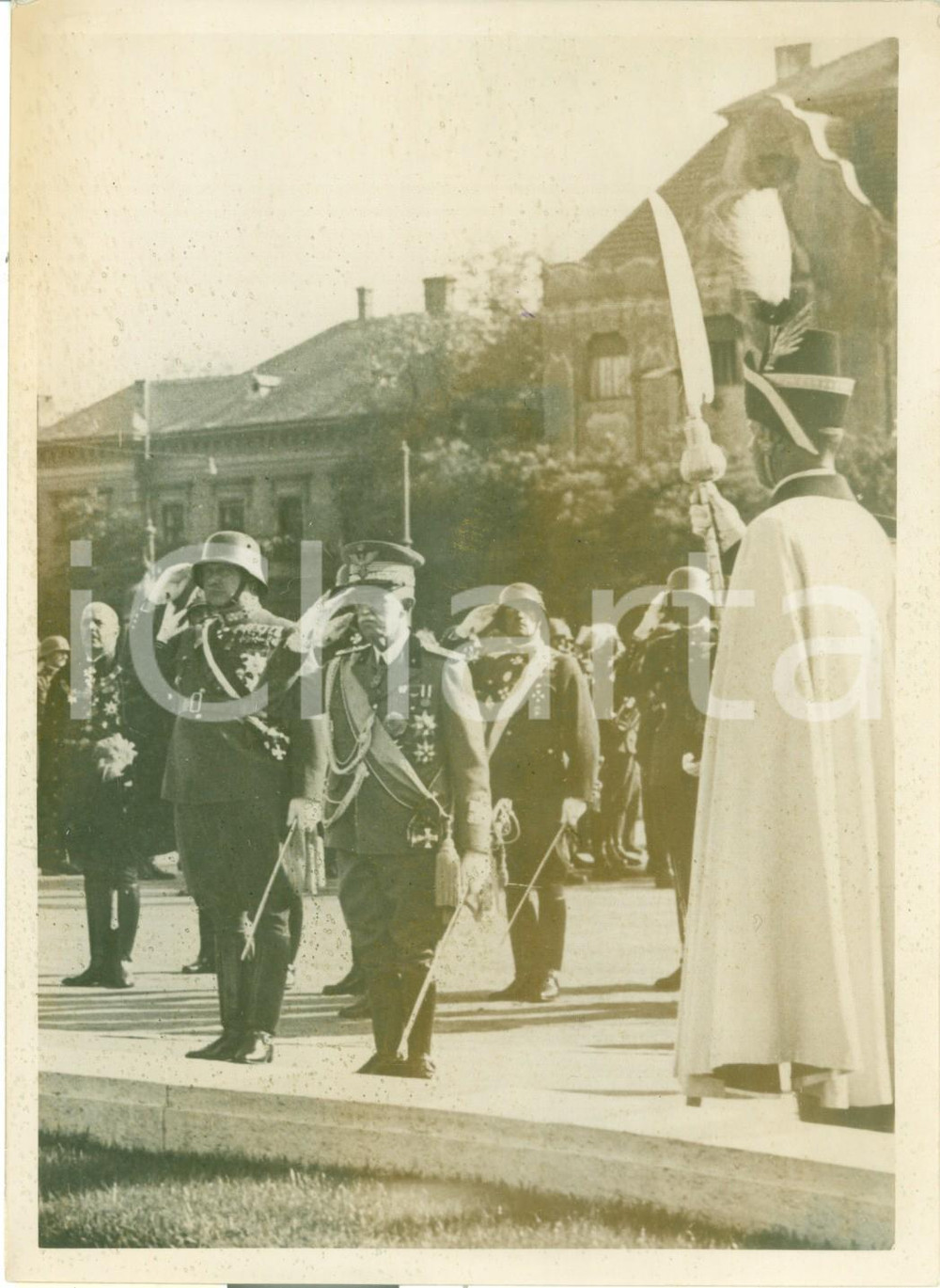 Fotografia d epoca originale 1937 BUDAPEST UNGHERIA Vittorio Emanuele III alla Tomba del MILITE IGNOTO 1