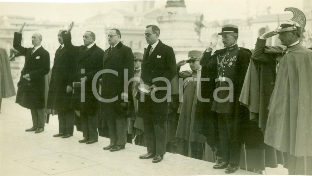 Fotografia d epoca originale 1932 ROMA Maurice DE FONTENAY Conseil Municipal de PARIS al Milite Ignoto FOTO 1