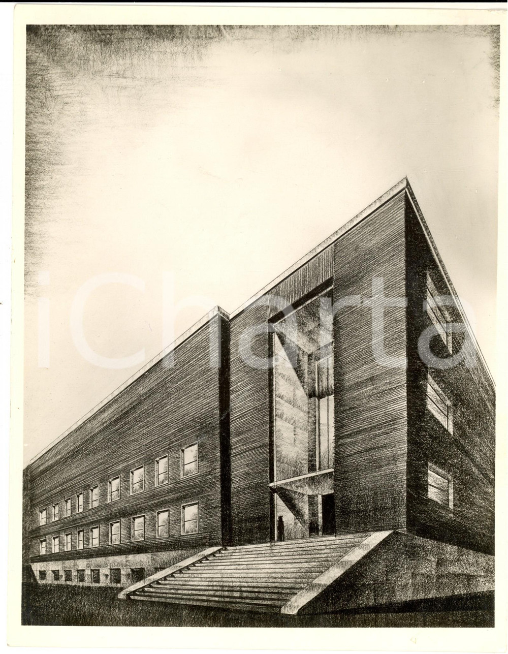 Fotografia d epoca originale 1933 ROMA UniversitÃ  LA SAPIENZA Rendering facciata ISTITUTO DI MINERALOGIA Foto 1