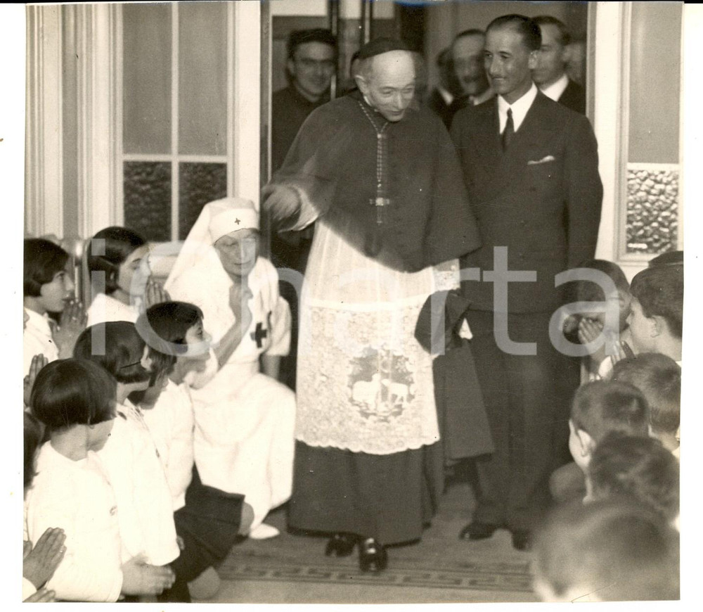 Fotografia d epoca originale 1934 SESTO SAN GIOVANNI Card. Ildefonso SCHUSTER visita nido MAGNETI MARELLI 1