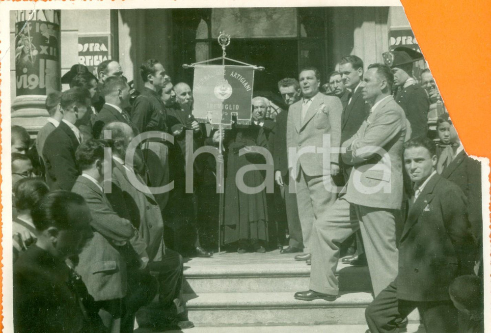 Fotografia d epoca originale 1934 TREVIGLIO BG Mariano LA VIA inaugura la Mostra Artigiana Foto DANNEGGIATA 1