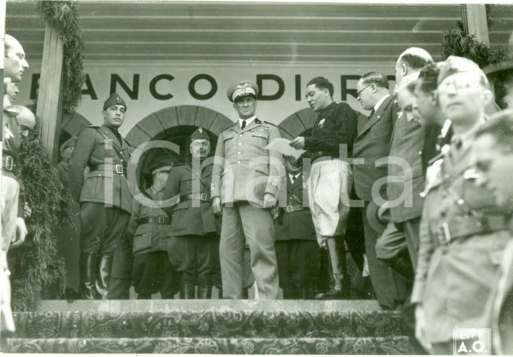 Fotografia d epoca originale 1936 ADDIS ABEBA AOI Rodolfo GRAZIANI inaugura sede etiope BANCO DI ROMA Foto 1
