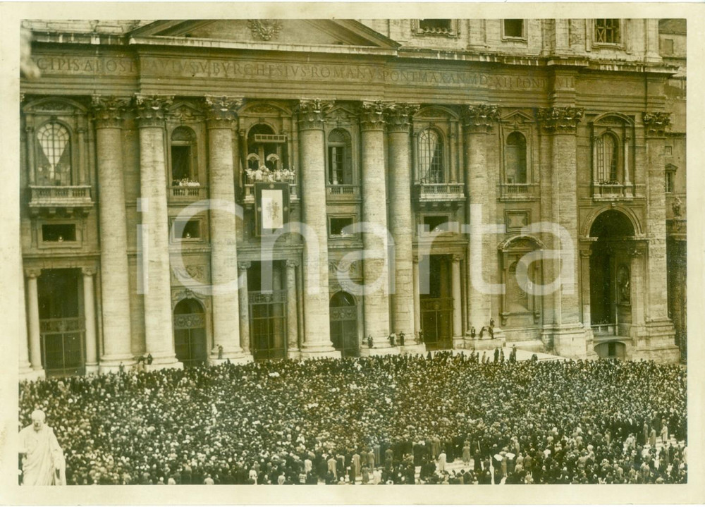 Fotografia d epoca originale 1939 ROMA Piazza SAN PIETRO gremita di folla ascolta PIO XII Fotografia 1