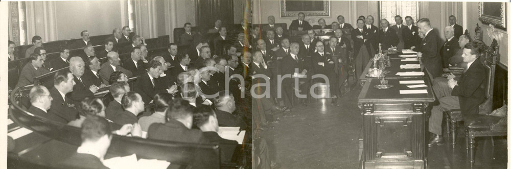 Fotografia d epoca originale 1934 MILANO Alberto ASQUINI apre convegno Camere Commercio Estero Foto DOPPIA 1