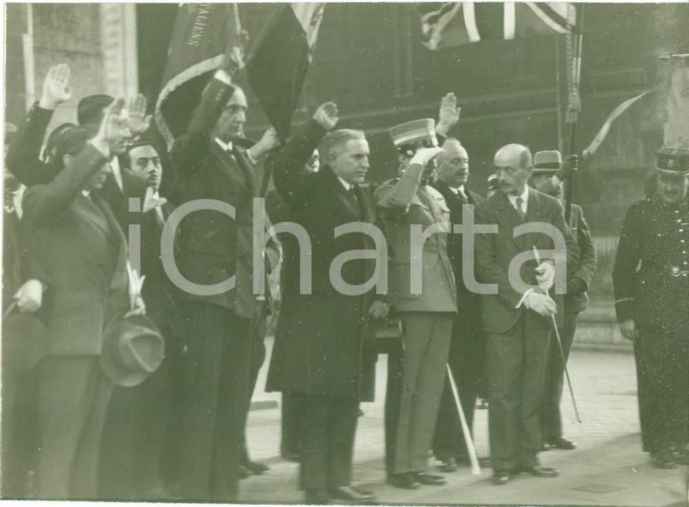 Fotografia d epoca originale 1933 PARIS Pompeo ALOISI Carlo PIGNATTI MORANO DI CUSTOZA al Milite Ignoto FOTO 1